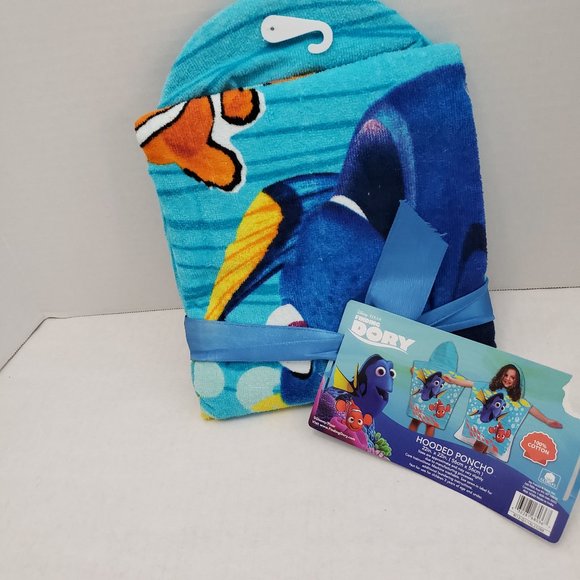 New Disney Pixar FINDING DORY Hooded Poncho Cotton Nemo Towel 22" - Picture 4 of 6